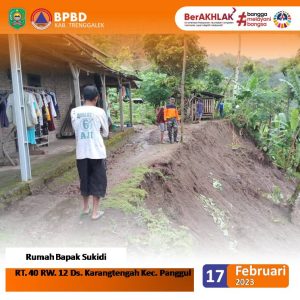 Kamis, 16 Februari 2023. Tanah LONGSOR. Lokasi : Beberapa lokasi di Kec. Panggul