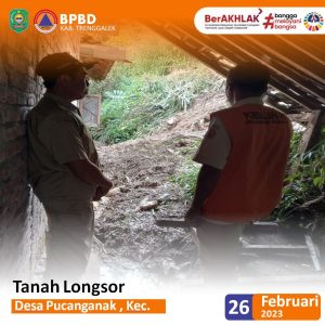 Tanah Longsor. Minggu, 26 Februari 2023. Lokasi : Ds. Pucanganak Kec. Tugu