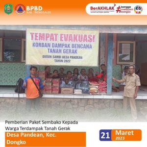 Distribusi SEMBAKO kepada Korban Tanah Gerak di Desa Pandean Kec. Dongko