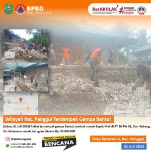 Jumat, 30 Juni 2023. Gempa Bumi. RT. 26 RW. 08 Dusun Gebang,Desa Kertosono Kecamatan panggul Kab Trenggalek