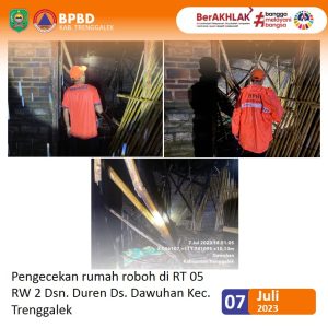 Jumat, 07 Juli 2023. RUMAH ROBOH di RT.05 RW.02 Dusun Duren Desa Dawuhan Kecamatan Trenggalek
