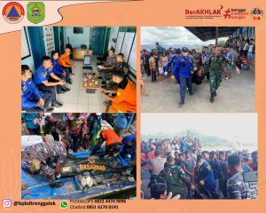 Selasa, 08 Agustus 2023. Pencarian dan Pertolongan Kecelakaan Kapal/sampan Nelayan di Perairan Pantai Gladak Kecamatan Tanggunggunung Kab. Tulungagung