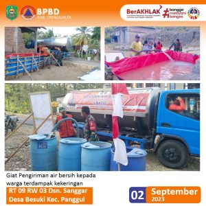 Sabtu, 2 September 2023. Distribusi Air Bersih di Desa Besuki Kecamatan Panggul