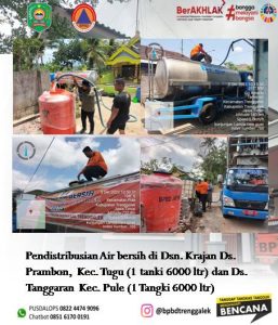 3 Oktober 2023. Pendistribusian Air bersih di Dsn. Krajan Ds. Prambon, Kec. Tugu dan Ds. Tanggaran Kec. Pule