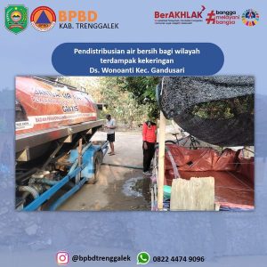 Minggu, 5 November 2023 BPBD Trenggalek melaksanakan pendistribusian air bersih di Ds. Wonoanti Kec. Gandusari.