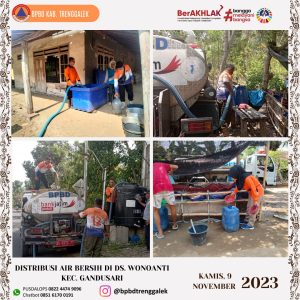 Pendistribusian air bersih di Ds. Wonoanti Kec. Gandusari.(Kamis, 09/11/2023)