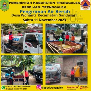 Pendistribusian air bersih di Ds. Wonoanti Kec. Gandusari. (Sabtu, 11/11/2023)