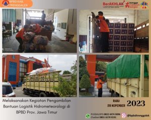 Rabu, 29 November 2023. Pengambilan bantuan LOGISTIK di BPBD Provinsi Jatim