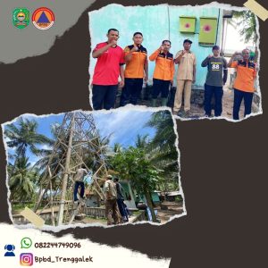 Senin, 4 Desember 2023 BPBD Prov. Jawa Timur dan BPBD Kab. Trenggalek melakukan giat perbaikan EWS (Early Warning System) Tsunami di Pantai Konang Ds. Nglebeng Kec. Panggul