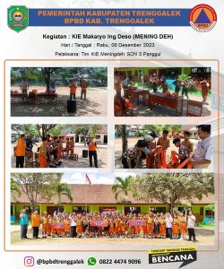 Rabu, 06 Desember 2023 BPBD Kabupaten Trenggalek melaksanakkan kegiatan KIE ( Komunikasi Informasi dan Edukasi ) bertempat di SDN 2 Ds. Panggul Kec. Panggul