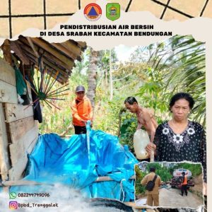 BPBD Kab.Trenggalek melakukan giat pendistribusian air bersih untuk warga yang terdampak kekeringan di RT. 10, 11 RW. 04 Dsn. Ampel Gading Desa Srabah Kecamatan Bendungan.(Senin,18/12/2023)