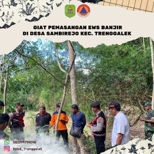 Rabu, 20 Desember 2023, BPBD Kab. Trenggalek mendampingi BPBD Provinsi Jawa Timur memasang EWS Banjir di Tepi sungai RT. 16 RW. 04 Ds. Sambirejo Kec. Trenggalek.