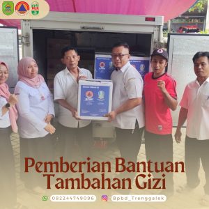 Rabu, 24 Januari 2024. Penyerahan Paket Tambahan gizi ke Dinkes PPKB oleh BPBD Kab. Trenggalek