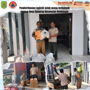 Selasa, 16 Januari 2024 BPBD mendistribusikan logistik untuk warga terdampak longsor di Desa Sumurup Kecamatan Bendungan