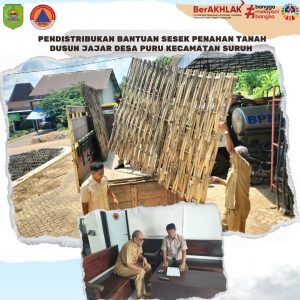 Selasa, 16 Januari 2024 BPBD Trenggalek mendistribusikan bantuan sesek penahan tanah bagi warga relokasi terdampak bencana tanah gerak Dusun Jajar Desa Puru Kecamatan Suruh