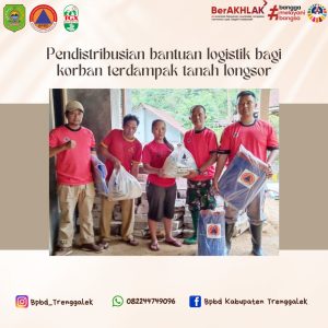 Jumat, 9 Februari 2024 BPBD Trenggalek berpartisipasi dalam giat pembersihan material longsor