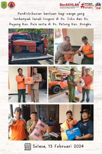 Selasa, 13 Februari 2024 BPBD Kabupaten Trenggalek mendistribusikan bantuan