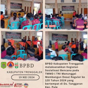 Minggu, 19 Mei 2024 BPBD Kabupaten Trenggalek melaksanakkan kegiatan Sosialisasi Bencana pada TMMD ( TNI Manunggal Membangun Desa) Reguler