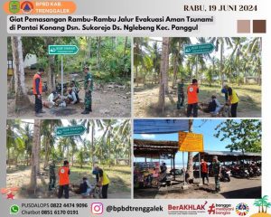 Rabu, 19 Juni 2024. Pemasangan Rambu-Rambu Jalur Evakuasi Aman Tsunami