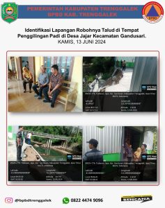 Kamis, 13 Juni 2024. Identifikasi Lapangan Robohnya Tebing di Tempat Penggilingan Padi di Desa Jajar Kecamatan Gandusari
