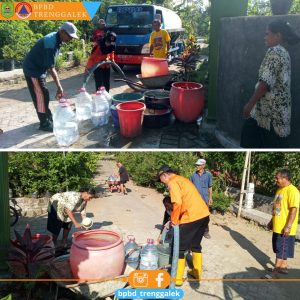 Sabtu, 3 Agustus 2024 BPBD Kab. Trenggalek mendistribusikan bantuan air bersih sebanyak 6000 liter untuk warga yang terdampak kekeringan di RT. 03 RW. 01, RT. 09 RW. 03, RT. 12 RW. 04 Dusun Kayujaran dan RT. 14 RW. 05 Dusun Gembleb Desa Gembleb Kec. Pogalan