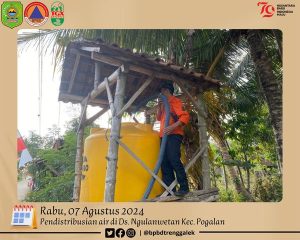 Rabu, 7 Agustus 2024. BPBD Kab Trenggalek melakukan distribusi air bersih ke Dsn. Winong Ds. Ngulanwetan Kec. Pogalan