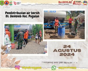 Sabtu, 24 Agustus 2024 BPBD Kab. Trenggalek memberikan bantuan air bersih untuk warga di Ds. Gembleb dan Ds. Ngulanwetan Kec. Pogalan.