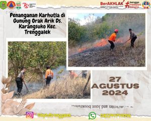 Selasa, 27/08/2024. BPBD Trenggalek melaksanakan penanganan Kebakaran Hutan dan lahan di wilayah Gunung Orak Arik LMDH hutan lestari