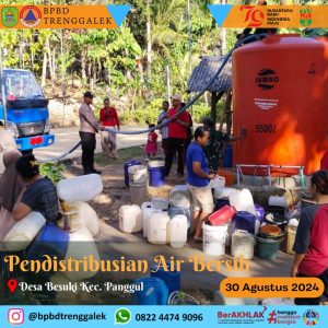 Jum’at, 30 Agustus 2024 BPBD Kab. Trenggalek mendistribusikan bantuan air bersih ke Kecamatan Panggul