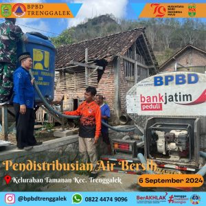 Jumat, 06 September 2024 BPBD Kab. Trenggalek mendistribusikan bantuan air bersih ke Kecamatan Durenan, Kecamatan Trenggalek dan Kecamatan Pogalan