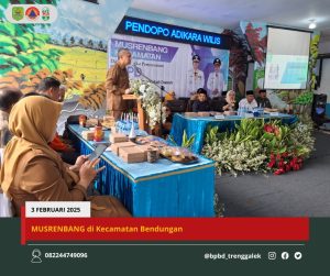 Pada hari Senin, 3 Februari 2025, Kalaksa BPBD Kabupaten Trenggalek, Drs. Stefanus Triadi Atmono, M.Si, menghadiri kegiatan Musyawarah Perencanaan Pembangunan (Musrenbang) tahun 2025 di Kecamatan Suruh