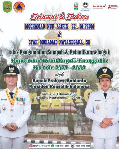 Selamat dan sukses terpilihnya Bapak Mochamad Nur Arifin, S.E., M.PSDM sebagai Bupati Trenggalek dan Bapak Syah Muhammad Nata Negara, S.H sebagai Wakil Bupati Trenggalek periode 2025 – 2030
