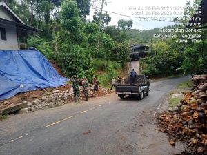 Rabu, 25 Pebuari 2026. Plengsengan Ambrol di Dusun Krajan Desa Petung Kecamatan Dongko