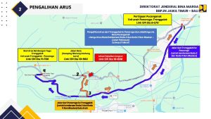 Update Penanganan dan Pengalihan arus jalur Trenggalek-Ponorogo selama penanganan longsor Km 16 Ds. Nglinggis Kec. Tugu.